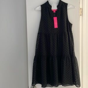 Lilly Pulitzer Novella Dress Onyx Mini Medallion Chiffon Eyelet Size Medium